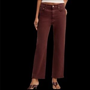 MOTHER The Rambler High Rise Ankle Zip straight Jeans Chocolate MSRP $228 Sz 31